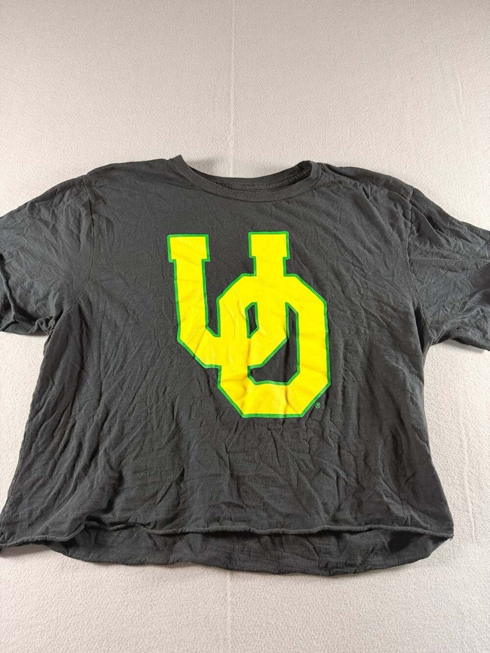 Cropped Soft Retro Brand University of Oregon Ducks OU Logo Crop T-Shirt